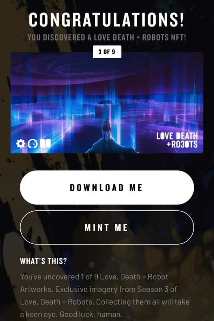 Love, Death + Robots - Netflix NFT Digital Scavenger Hunt - QR Code