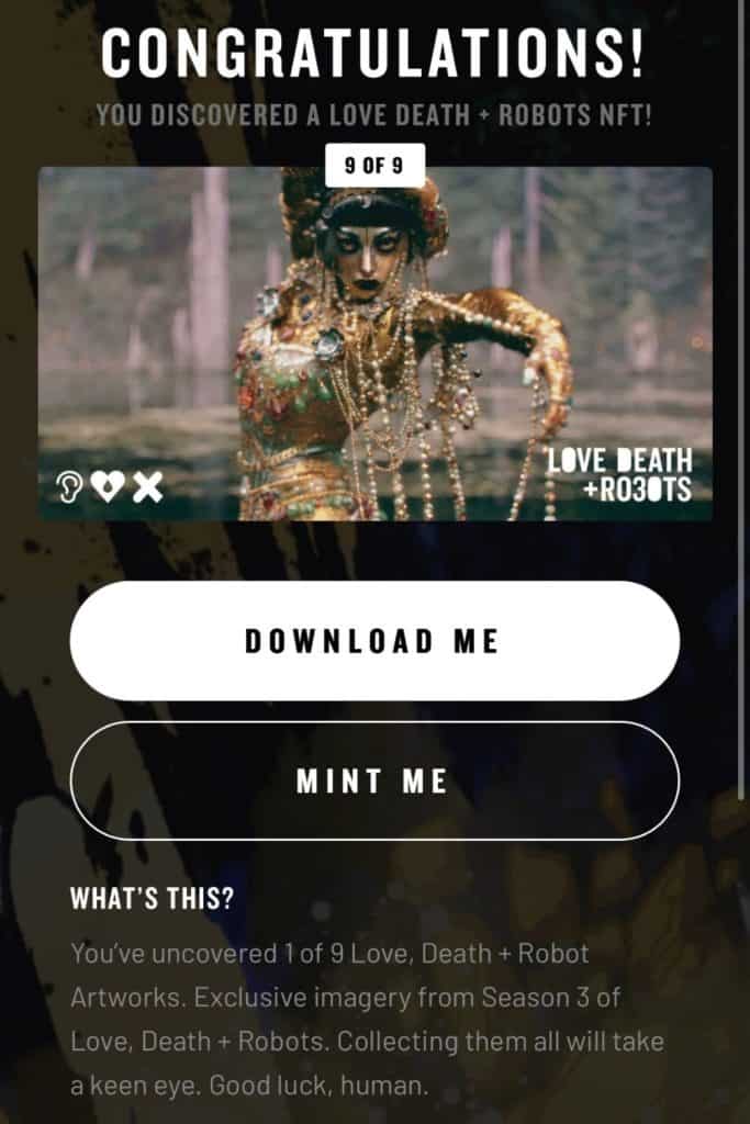 Love, Death + Robots - Netflix NFT Digital Scavenger Hunt - QR Code